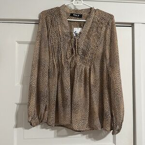 Blue B Collection Tan Leopard Print Blouse